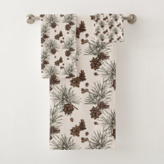 Pine cone fir Christmas tree Bath Towel Set