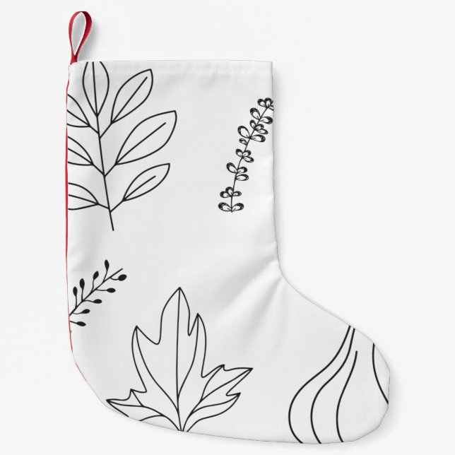 Pine cone leaf branch squash small christmas stocking (Front)