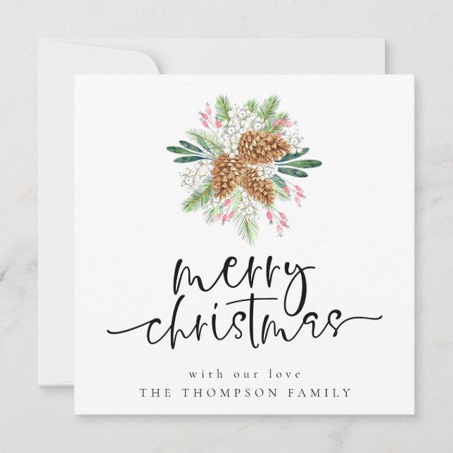 Pine Cone Merry Christmas Holiday Card (Front)