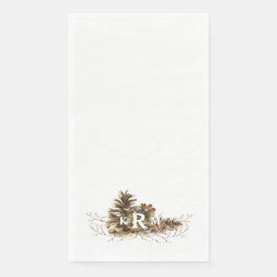 Pine Cone Monogram Guest Napkins