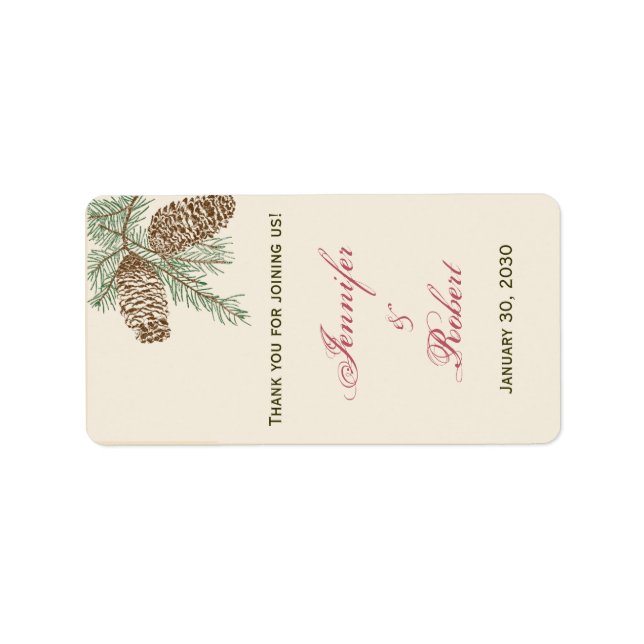 Pine Cone Nature on Cream Wedding Lip Balm Sticker (Front)