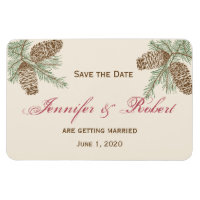Pine Cone Nature on Cream Wedding Save the Date