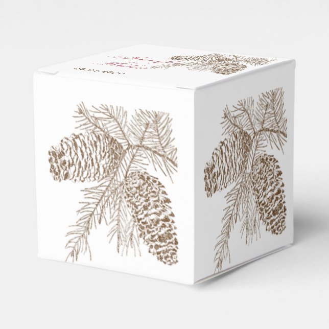 Pine Cone Nature Wedding Favour Box (Front Side)