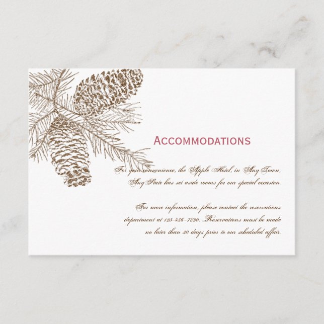 Pine Cone Nature Wedding Insert Card (Front)
