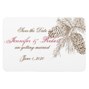 Pine Cone Nature Wedding Save the Date Magnet