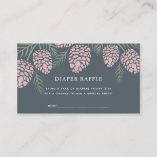 Pine Cone Navy Baby Shower Diaper Raffle Ticket Enclosure Card