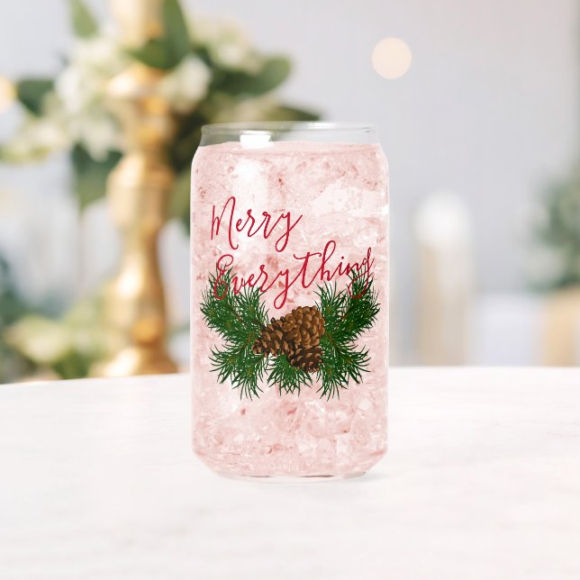 Pine Cone Needles Merry Everything Word Art Can Glass (Insitu (Wedding))