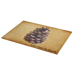 Pine Cone On Vintage Paper Cutting Board