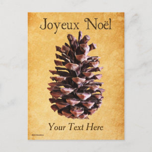 Pine Cone On Vintage Paper - Joyeux Noël Postcard