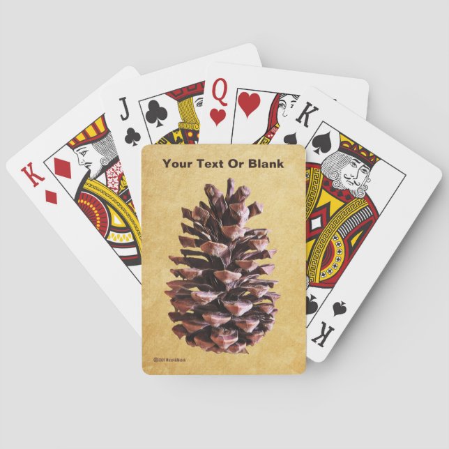 Pine Cone On Vintage Paper Playing Cards (Back)