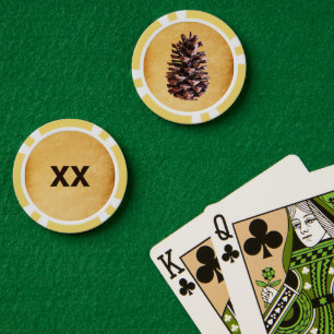 Pine Cone On Vintage Paper Poker Chips