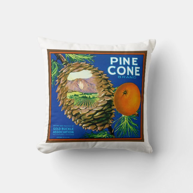 Pine Cone Oranges Cushion (Front)