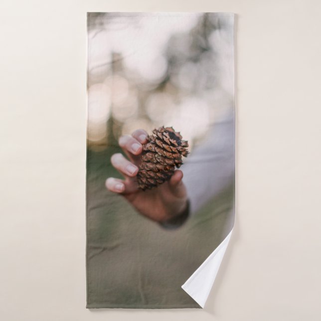 Pine cone outdoors cone tree wood bath towel (Bath Towel)