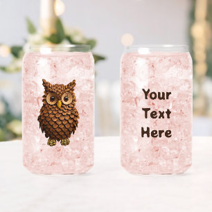 Pine Cone Owl Can Glass