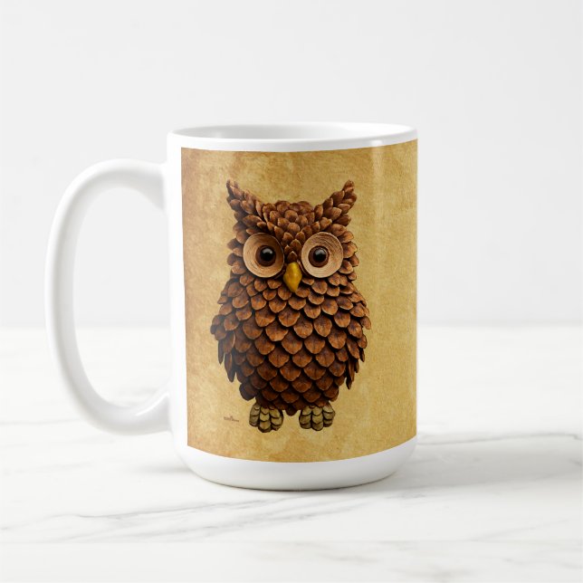 Pine Cone Owl Coffee Mug (Left)