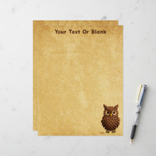 Pine Cone Owl Custom Letterhead