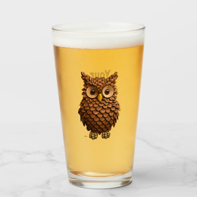 Pine Cone Owl Glass (Front Filled)