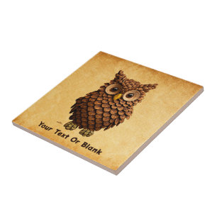 Pine Cone Owl Tile