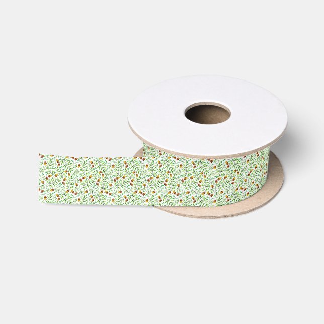 Pine Cone Pattern Satin Ribbon (Spool)