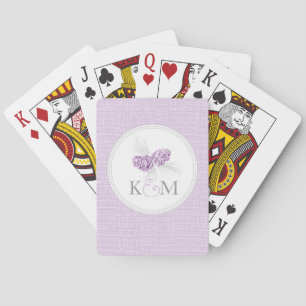 Pine cone purple wedding initial playing cards