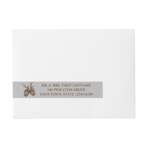 Pine Cone Silhouette Silver Grey and Brown Address Wraparound Address Label
