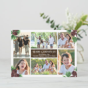 Pine Cone Six Photo Collage Custom Invitation