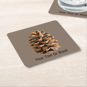 Pine Cone Square Paper Coaster