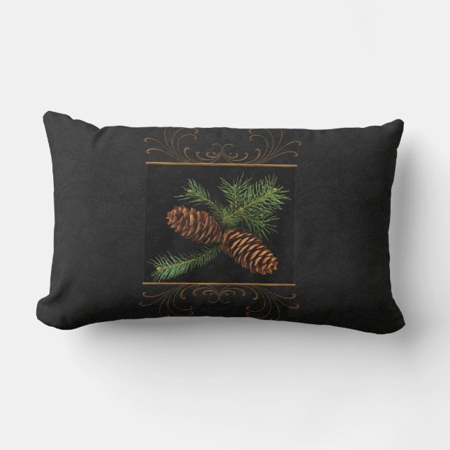 Pine Cone Watercolor 2-Sided Christmas Pillow (Front)