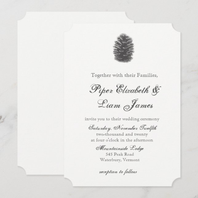 Pine cone Wedding Invitation (Front/Back)
