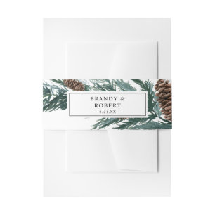 Pine Cone Winter Christmas Invitation Belly Band