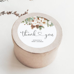 Pine cone winter Evergreen thank you Classic Round Sticker