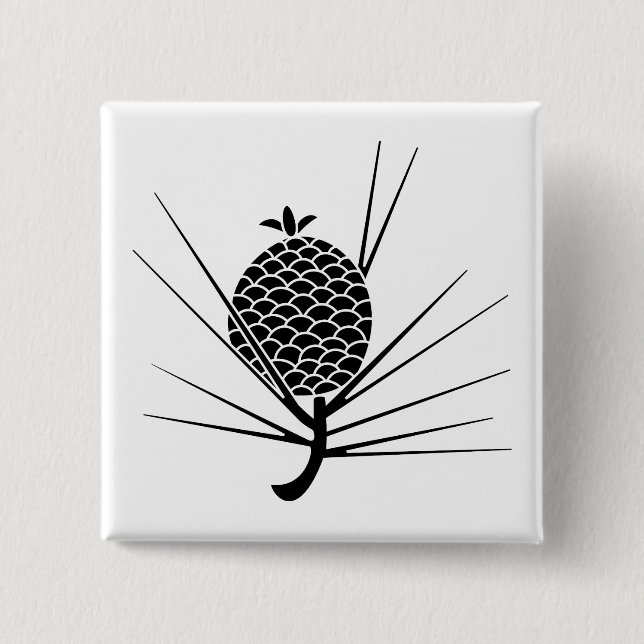 Pine cone with needles 15 cm square badge (Front)
