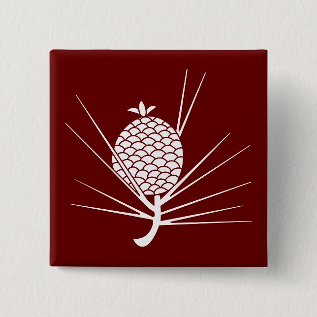 Pine cone with needles 15 cm square badge (Front)
