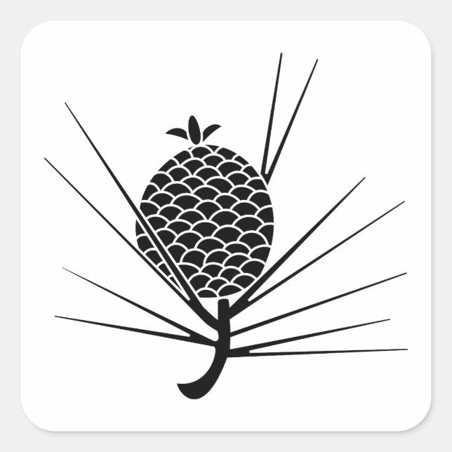 Pine cone with needles square sticker (Front)