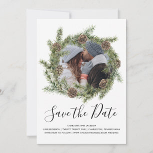 Pine Cone Wreath   Photo Save the Date 