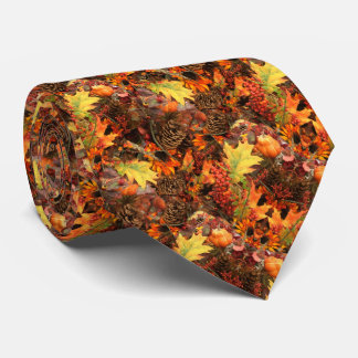 Pine Cones and Autumn Leaves Thanksgiving Tie