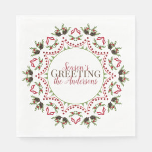Pine cones and berries Mandala paper napkin