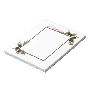 Pine cones and berries note pad