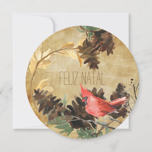 Pine Cones and Birds International Holiday Card (Front)