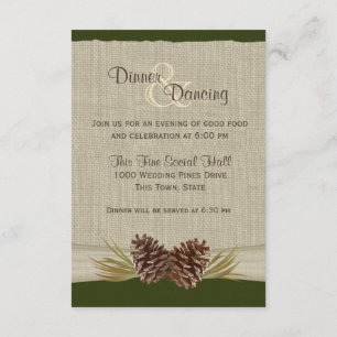 Pine Cones and Burlap Green Reception Invitation