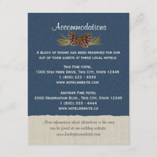 Pine Cones and Burlap Info Card Navy Blue