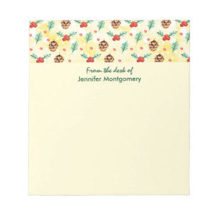 Pine Cones and Holly Christmas Pattern Notepad