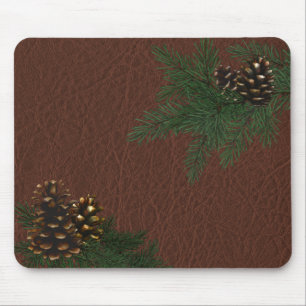 Pine Cones and Leather Mousepad