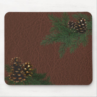 Pine Cones and Leather Mousepad