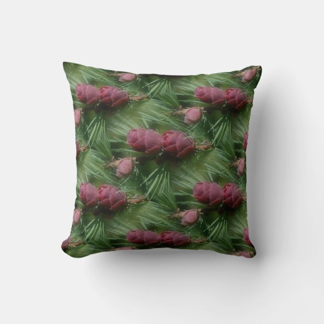 Pine Cones And Pine Needles Nature Pattern Cushion (Front)