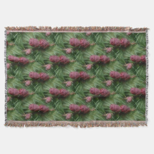 Pine Cones And Pine Needles Nature Pattern Throw Blanket