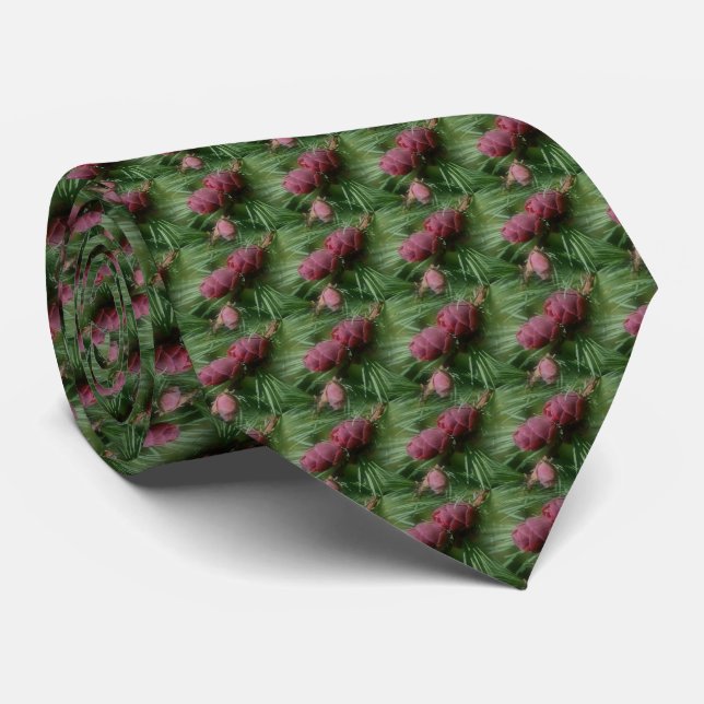 Pine Cones And Pine Needles Nature Pattern  Tie (Rolled)