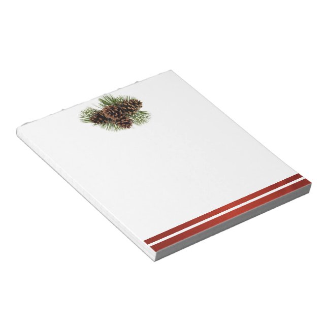 Pine Cones and Red Satin Notepad (Angled)