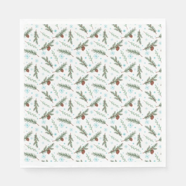Pine Cones and Snow Flakes Napkin (Front)