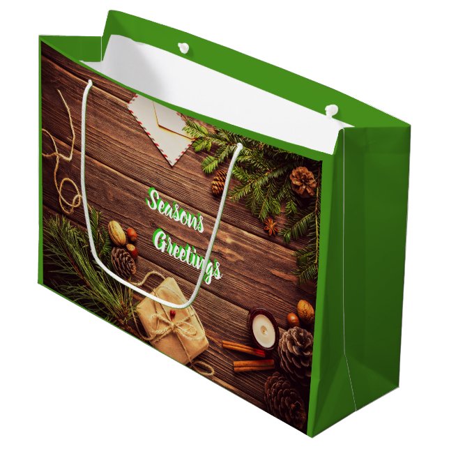 Pine Cones and Spices Seasonal Gift Bag (Front Angled)
